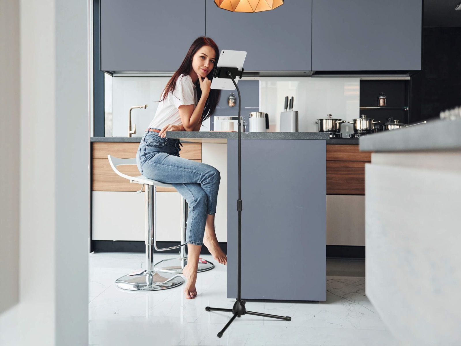 Support de Sol Tablettes Télescopique avec Bras Flexible